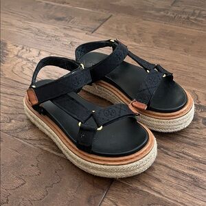 Tory Burch T Monogram Espadrille Sport Sandals
